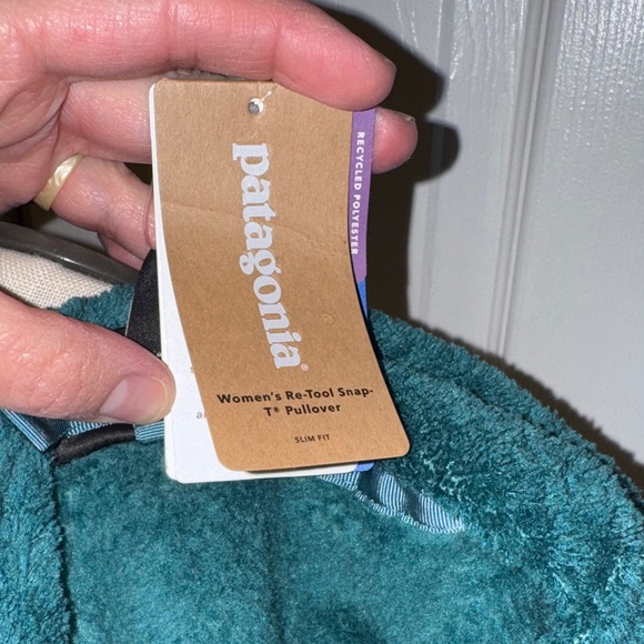 Women’s Patagonia Re-Tool snap T pullover Tasmanian Teal Fleece Sz Large NWT - Picture 5 of 6